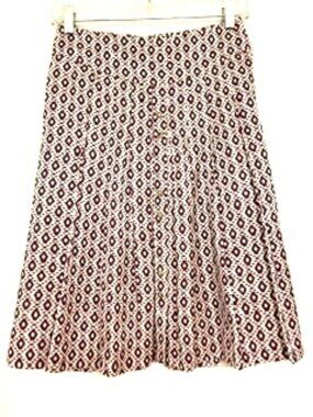 MAYLE Pleated Skirt Size 2, Burgundy Pattern